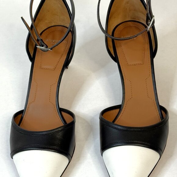 Givenchy Black/White Leather D'orsay Size 37 Excellent Condition - Picture 2 of 4